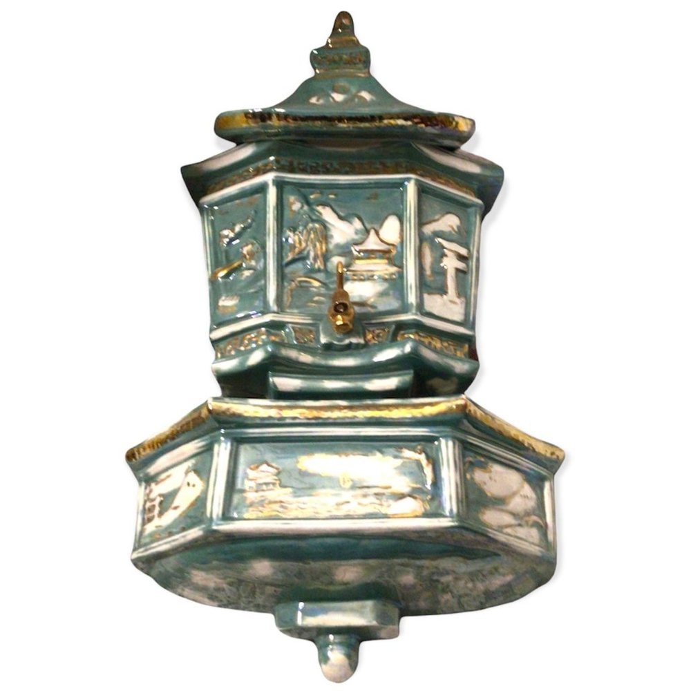 Vintage 3 Piece Glazed Ceramic Asian Look Wall Art